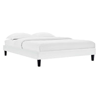 Modway Reign Performance Velvet Queen Platform Bed Frame - White-Upholstered Queen Platform Bed Frame