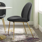 Modway Scoop Gold Stainless Steel Leg Performance Velvet Dining Chair - Black-Stain Resistant Fabric