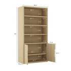 Manhattan Comfort Rivington 40" Modern 4-Shelf Bookcase Cabinet - Natural Oak-Clean, handle-free doors with integrated cutouts for a sleek, modern look