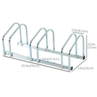 HOMCOM 3-Bike Bicycle Floor Parking Rack for Indoor and Outdoor Use - Silver-Surface is galvanized for protection, outdoor and long term use