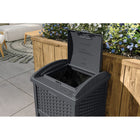 Suncast Wicker Trash Hideaway - Cyberspace-Latching lid keeps tgarbage secure from pets or critters.