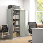 HOMCOM 71" Metal Storage Cabinet with 2 Doors - White-Four adjustable shelves allow flexible arrangement of items