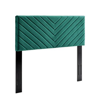Modway Alyson Angular Channel Tufted Performance Velvet Full/Queen Headboard - Teal-Vintage Modern Headboard