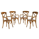 Modway Gear Dining Armchair - Walnut - 4 Pack-Tapered legs