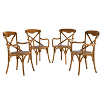 Modway Gear Dining Armchair - Walnut - 4 Pack-Tapered legs