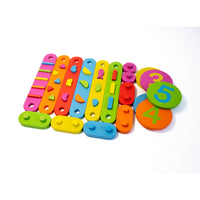 Bintiva Wood Obstacle Course Balance Path with Numbers - 17 Pieces-Build your own obstacle course from this set of 17 pieces. Includes 6 long pieces, 6 connecting pieces and 5 large number discs
