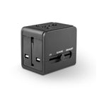LOGiiX World Traveler USB-Charger Travel Adapter (2023) - Black-Built-in 2 USB-A ports, 1 USB Type-C port and an AC plug adapter