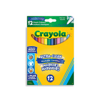 Crayola Ultra-Clean Washable Fine Line Markers, 12 Count-Features 12 Ultra-Clean Washable Fine Line Markers in classic colours that are perfect for the classroom
