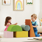Qaba Climbing Toys for Toddlers - Soft Foam Climbing Blocks - Orange/Green-Soft velvet cover and no sharp edges, gentle on delicate skin 
