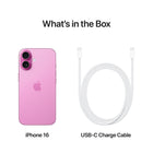 Apple iPhone 16 6.1" - 128 GB - Pink - Bell and Virgin Plus-Satellite Connectivity: If you don't have cell service or Wi-Fi, iPhone can connect to a satellite so you can send and receive messages and Tapbacks. In a severe car crash, iPhone can connect to emergency services when you can't