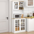 HOMCOM 72" H Kitchen Pantry Cabinet with 3 Units, 2 Open Shelves and Countertop - White-An adjustable shelf in the top cabinet allows flexible storage options 