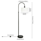 Hudson&Canal Veronica Arc Floor Lamp with Fabric Shade - Blackened Bronze/White-Includes a 8 ft. cord with foot switch