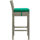 Modway Conduit Outdoor Patio Wicker Rattan Bar Stool - Light Gray Green - Set of 4-All-Weather Cushion Cover