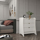 Manhattan Comfort Coney 27.55" Mid-Century Modern Dresser - White-Includes 3 Spacious Drawers With Simple .75 Gliding Mechanism.