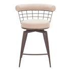 Zuo Saku Swivel Counter Stool - Beige/Brown-Ergonomic and supportive footrest