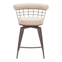 Zuo Saku Swivel Counter Stool - Beige/Brown-Ergonomic and supportive footrest