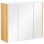 Kleankin Wall Mount Bathroom Mirror Cabinet with Three Doors - White-With a single door cabinet and a double-door cabinet, store your beauty products and daily hygiene items