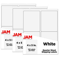 JAM Paper Mailing Address Labels, 4 x 5, White, 3 sets of 120 (4062903g)-Size: 4" x 5"