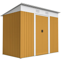 Outsunny 7' x 4' Outdoor Storage Shed - Yellow-Ample storage space
