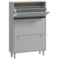 HOMCOM Shoe Cabinet with 3 Flip Drawers for 24 Pairs - Grey-Three flip drawers hold up to 24 pairs of CA 10 shoes