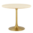 Modway Lippa 36" Round Faux Travertine Dining Table - Gold Travertine-Artificial Travertine