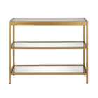 Hudson&Canal Alexis 36"W Console Table - Brass-Features a tempered glass top and shelves