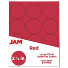 JAM Paper Round Circle Label Sticker Seals, 2.5 inch diameter, Red, 120 Pack (147628585)-Re-entry Red™ circular labels