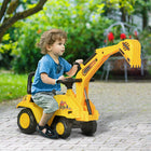 HOMCOM 3-in-1 Kids Ride-On Excavator - Yellow-Fully controllable digging bucket with flexible arms and joints 