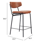 Zuo Charon Counter Stool - Vintage Brown - Set of 2-8
