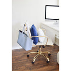 Plata Import Antoni Office Chair PU Leather Upholstery Low Back Gold Frame - White-Aluminum Frame Construction