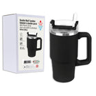 Link Products Double Wall Tumbler with Plastic Straw - Black-Double Wall