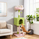 PawHut 48" Flower Cat Tree Tower with Flower Perch - Green-All-in-one center with a ladder and toy for endless play 