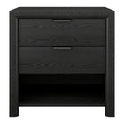 Hudson&Canal Clarice 24" Rectangular Nightstand - Black Grain-Features 2 smooth-glide drawers and open cubby storage space