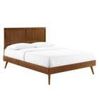 Modway Alana Wood Queen Platform Bed with Splayed Legs - Walnut-Queen Headboard With Panel Detail