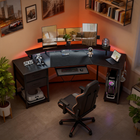 HOMCOM 79" Industrial Gaming Desk with RGB Lights and USB Ports - Black-Adjustable foot pads ensure stable leveling on uneven floors
