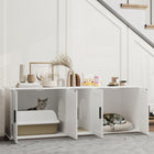 PawHut Cat Litter Box Enclosure Furniture with Scratching Mat-2 spacious cabinets hold litter boxes or cat beds for 2 cats 