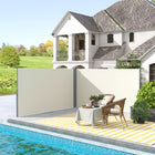 Outsunny Double Retractable Side Awning - Cream White-Automatic retractable function easily pulls with handle
