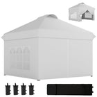 Outsunny 10 ft W x 10 ft L Outdoor Pop Up Canopy Tent with 4 Sidewalls - White-10' x 10' party tent with 4 removable walls, ideal for outdoor event use