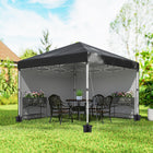 Outsunny 10 ft W x 10 ft L Pop Up Canopy Tent with Removable Sidewalls Carry Bag - Black-Easy to change 3-level height via the push-button