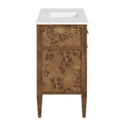 Modway Elysian 48" Wood Single Sink Bathroom Vanity - White/Brown-Mango Wood Construction