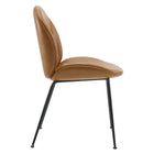 Modway Scoop Black Powder Coated Steel Leg Vegan Leather Dining Chairs - Tan - 2 Pack-Assembly Required