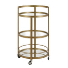 Hudson&Canal Hause 21"W Round Bar Cart - Brass-Clean with a soft, dry cloth and no harsh chemicals or abrasive cleaning materials