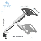 ShoppingAll SA-GM212U+D15 Adjustable Laptop Mount Stand for Laptops Up to 17" - White-The arm can extend up to 16.5" for flexible adjustment