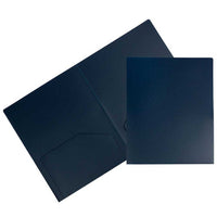 JAM Paper Heavy Duty Plastic Two-Pocket School Folders - Navy Blue - 6 Pack-Durable Plastic Presentation Folders | Colour: Navy Blue