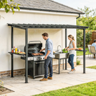 Outsunny 12' x 6' Hardtop Grill Gazebo, BBQ Gazebo with 2 Side Shelves ...