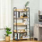 HOMCOM Modern Bookshelf Storage with 5-Tier Wide Shelving - Oak-5 tier construction for optional storage with plenty of room 