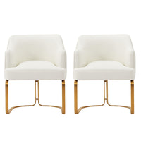 Manhattan Comfort Raya 25.2" Modern Leatherette Upholstered Dining Armchair - Cream - Set of 2-Modern Dining Chair for Dining Room and Task Chair Usage