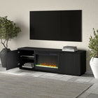 Hudson&Canal Mansfield TV Stand with 26" Crystal Fireplace for TV's up to 78" - Black Grain-Product Dimensions: 15.5" L x 70" W x 22" H