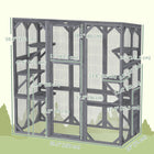 PawHut Outdoor Catio Cat Enclosure with 6 Platforms with Weatherproo Roof - Grey-A door hole for connecting the cat tunnel 