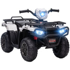 Aosom Kids 12V Battery Powered Ride-on ATV with Music, LED Lights and Treaded Tires - White-Features three LED headlights and music to provide a realistic riding experience 